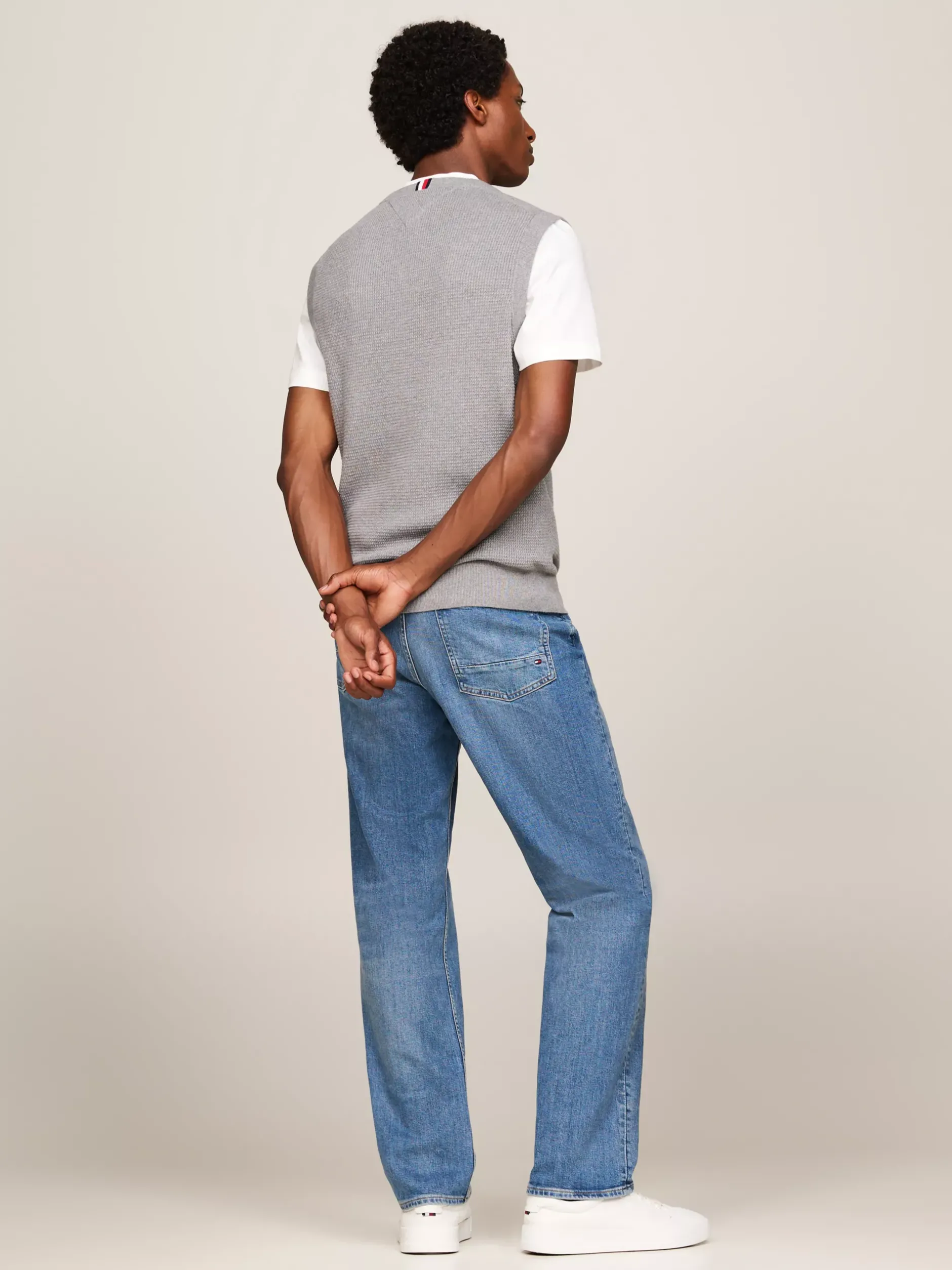 Dzianina*Tommy Hilfiger Dzianinowa Kamizelka O Wafelkowym Splocie MEDIUM GREY HEATHER