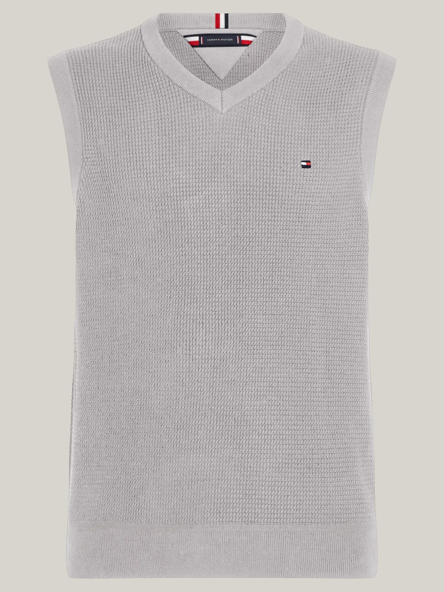 Dzianina*Tommy Hilfiger Dzianinowa Kamizelka O Wafelkowym Splocie MEDIUM GREY HEATHER