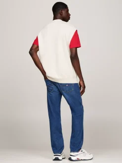 Swetry Z Okrągłym Dekoltem|Dzianina*Tommy Hilfiger Dzianinowa Kamizelka Z Naszywką Tommy NEWSPRINT