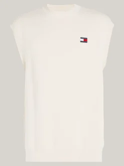 Swetry Z Okrągłym Dekoltem|Dzianina*Tommy Hilfiger Dzianinowa Kamizelka Z Naszywką Tommy NEWSPRINT