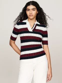 Swetry|Dzianina*Tommy Hilfiger Dzianinowa Koszulka Polo Z Emblematem ECRU/MULTI