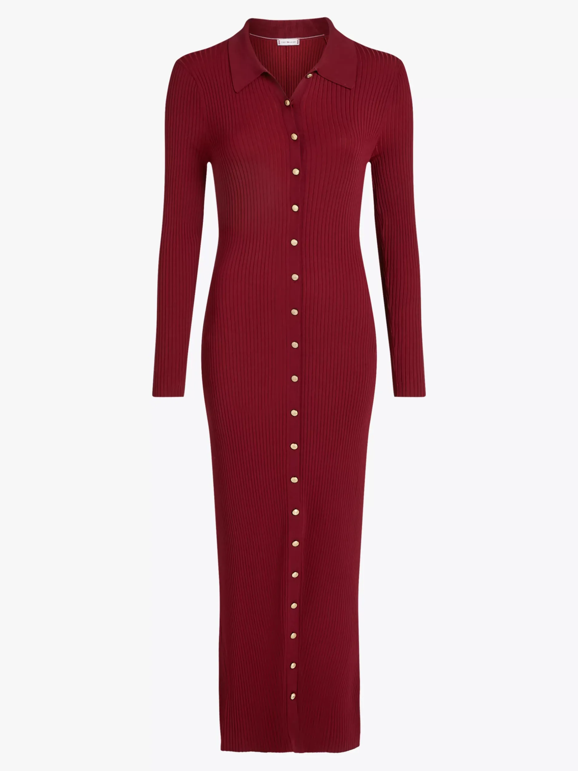 Sukienki*Tommy Hilfiger Dzianinowa Prążkowana Sukienka Maxi Bodycon DARK MAGMA