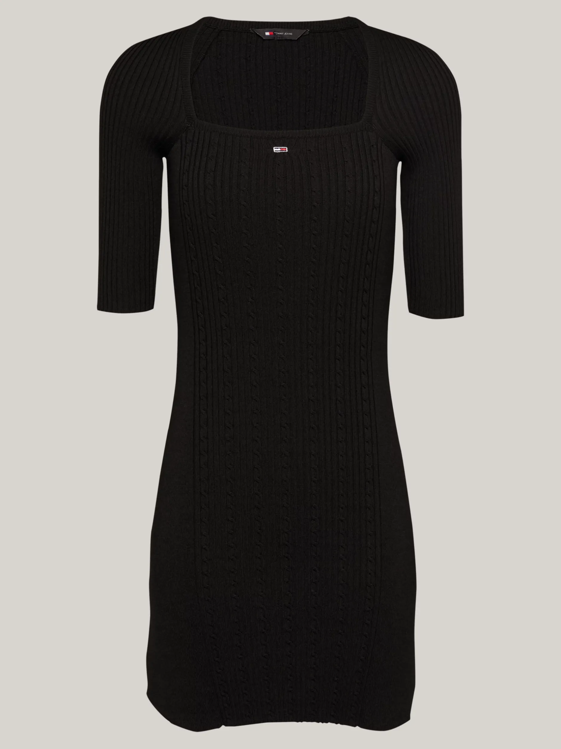 Sukienki*Tommy Hilfiger Dzianinowa Sukienka Z Kwadratowym Dekoltem BLACK