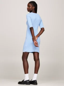 Sukienki*Tommy Hilfiger Dzianinowa Sukienka Z Kwadratowym Dekoltem VESSEL BLUE
