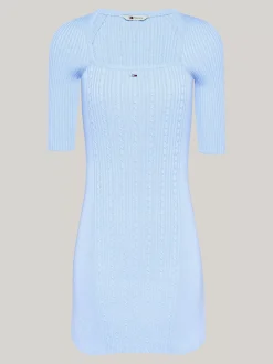 Sukienki*Tommy Hilfiger Dzianinowa Sukienka Z Kwadratowym Dekoltem VESSEL BLUE