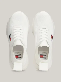 Sneakersy*Tommy Hilfiger Dzianinowe Buty Sportowe Z Logo ECRU