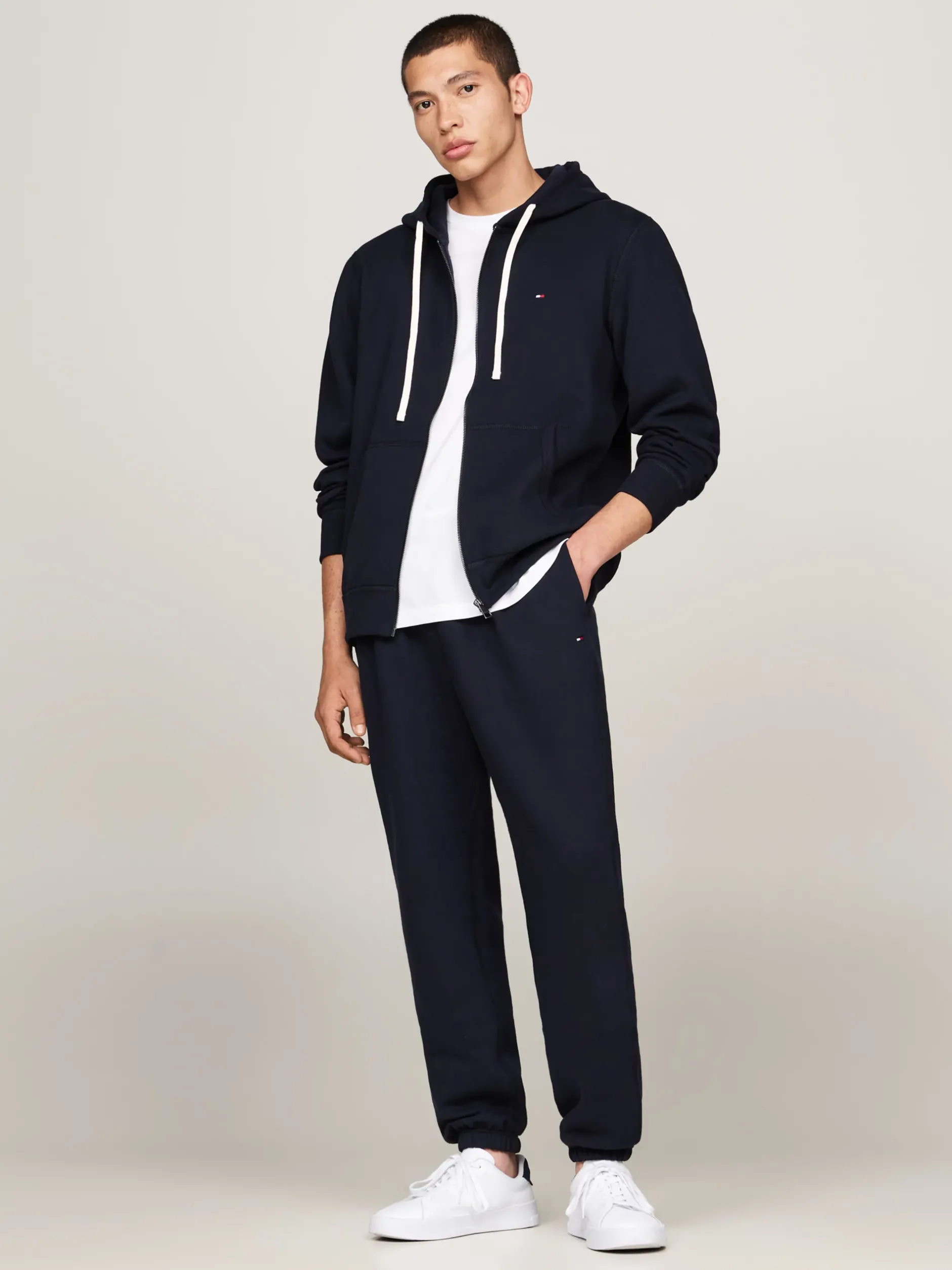 Spodnie*Tommy Hilfiger Dzianinowe Joggery Z Mankietami DESERT SKY