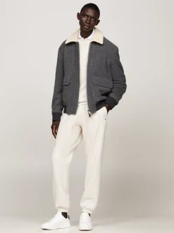 Spodnie*Tommy Hilfiger Dzianinowe Joggery Z Mankietami HEATHERED OATMILK