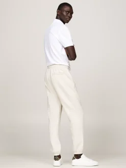 Spodnie*Tommy Hilfiger Dzianinowe Joggery Z Mankietami HEATHERED OATMILK