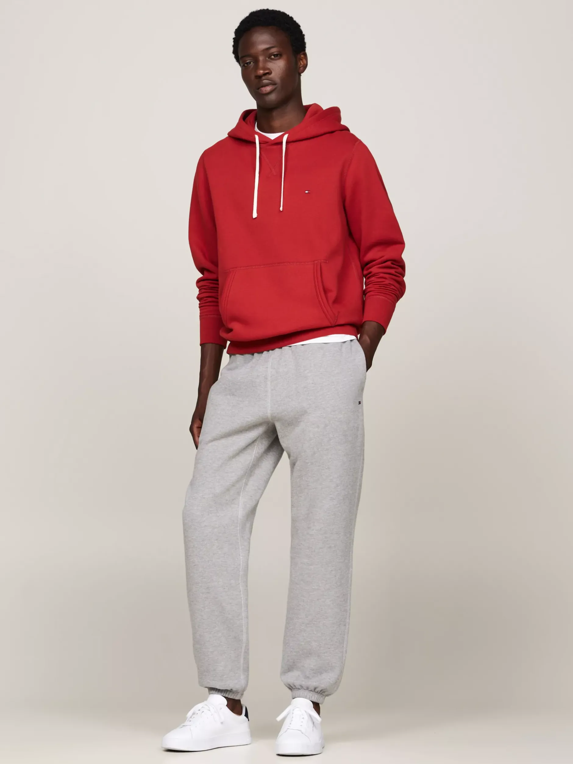 Spodnie*Tommy Hilfiger Dzianinowe Joggery Z Mankietami MEDIUM GREY HEATHER