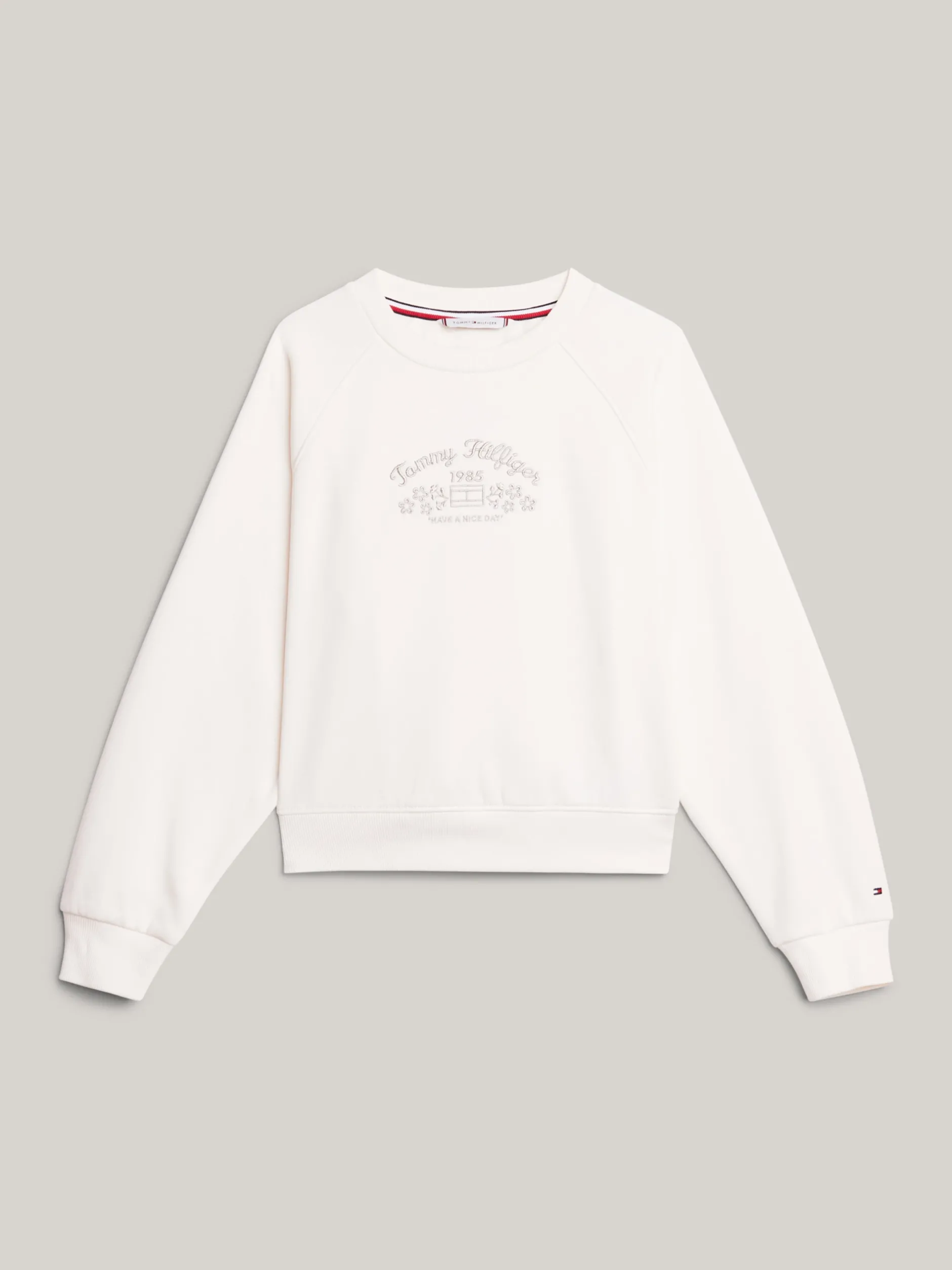 Bluzy Dresowe I Z Kapturem*Tommy Hilfiger Dzianinowy Sweter W Kwiaty ANCIENT WHITE