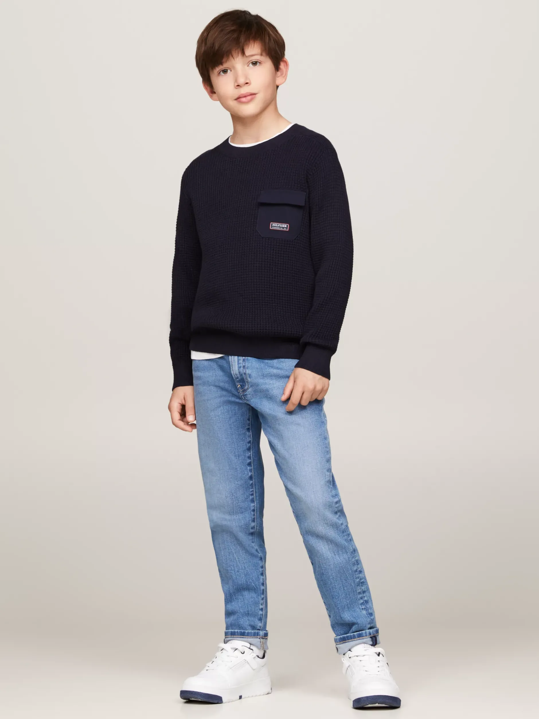 Dzianina*Tommy Hilfiger Dzianinowy Sweter W Stylu Utility DESERT SKY