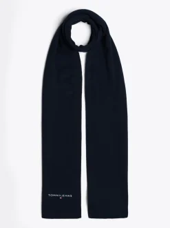 Czapki I Szaliki*Tommy Hilfiger Dzianinowy Szalik Z Haftowanym Logo DARK NIGHT NAVY