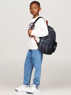 Obuwie I Akcesoria|Obuwie I Akcesoria*Tommy Hilfiger Dziecięcy Plecak W Kratę W Kolorach Marki SPACE BLUE GLOBAL CHECK