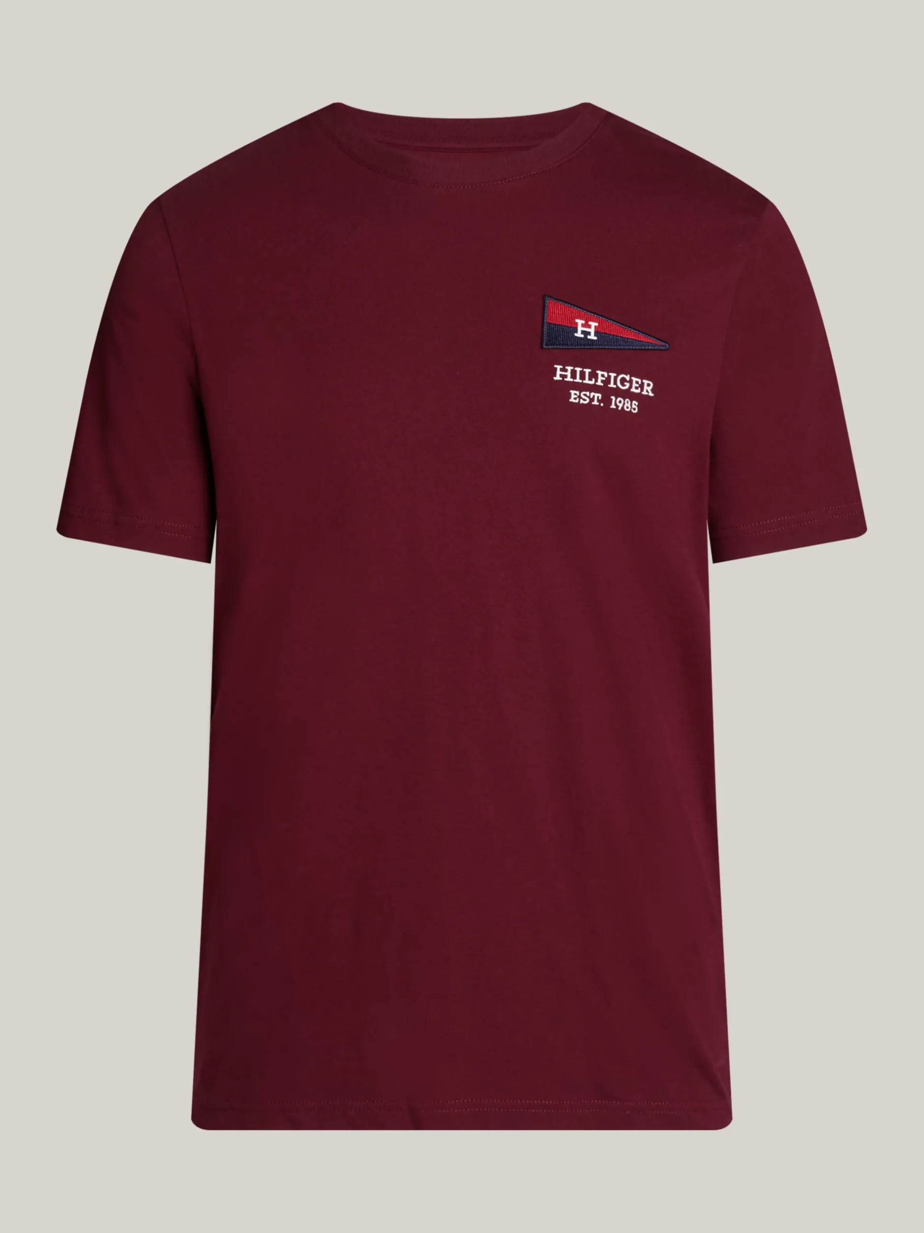 T-Shirty*Tommy Hilfiger Ekskluzywny T-shirt Z Flagą Hilfiger DEEP ROUGE
