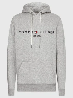 Bluzy Dresowe & Z Kapturem*Tommy Hilfiger Elastyczna Bluza Z Kapturem I Logo CLOUD HTR