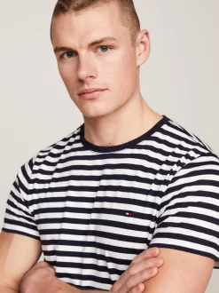 T-Shirty*Tommy Hilfiger Elastyczny T-shirt O Bardzo Wąskim Kroju DESERT SKY/WHITE
