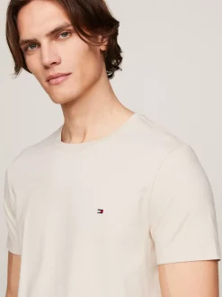 T-Shirty*Tommy Hilfiger Elastyczny T-shirt O Bardzo Wąskim Kroju CLASSIC BEIGE
