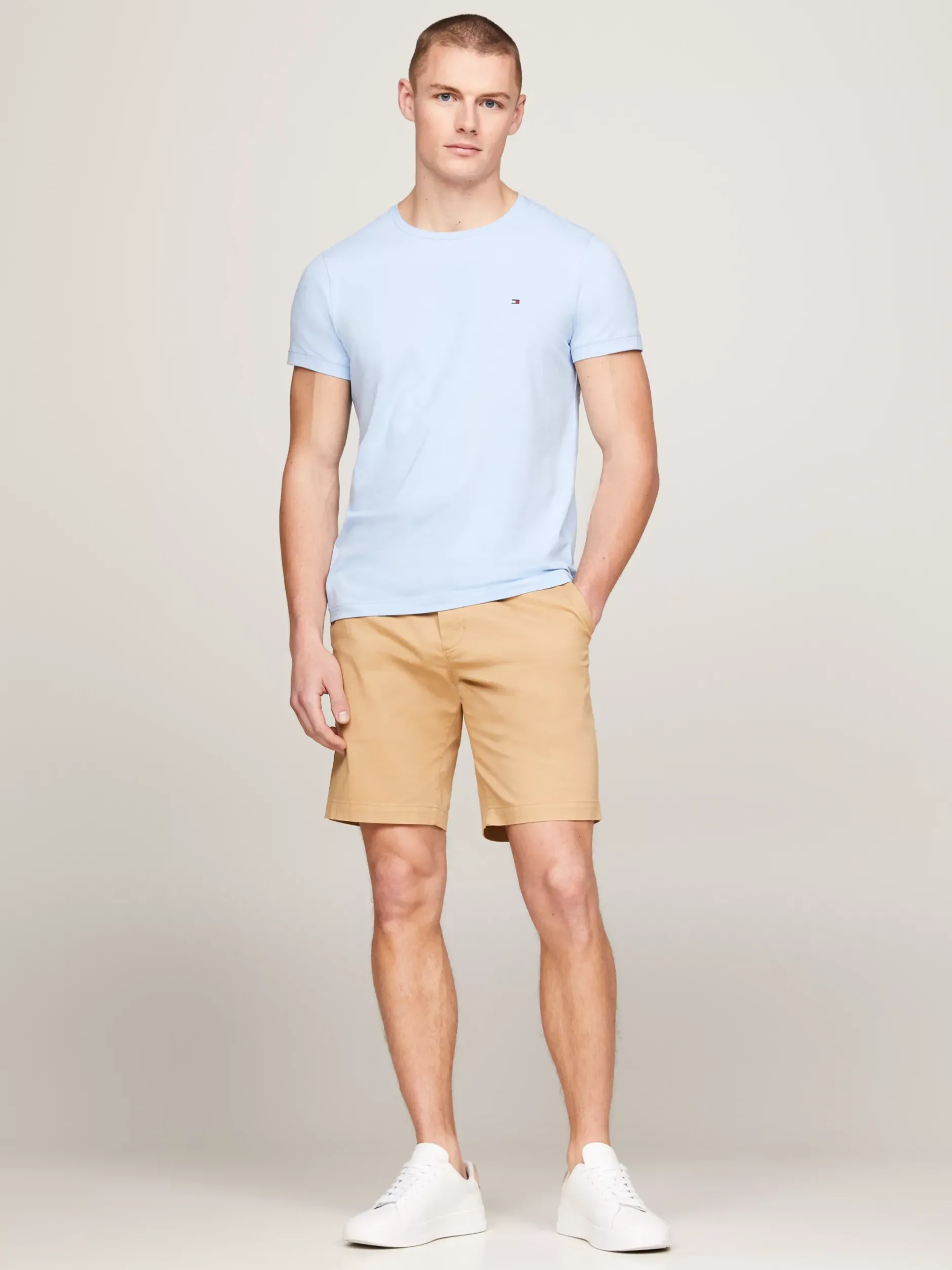T-Shirty*Tommy Hilfiger Elastyczny T-shirt O Bardzo Wąskim Kroju VESSEL BLUE