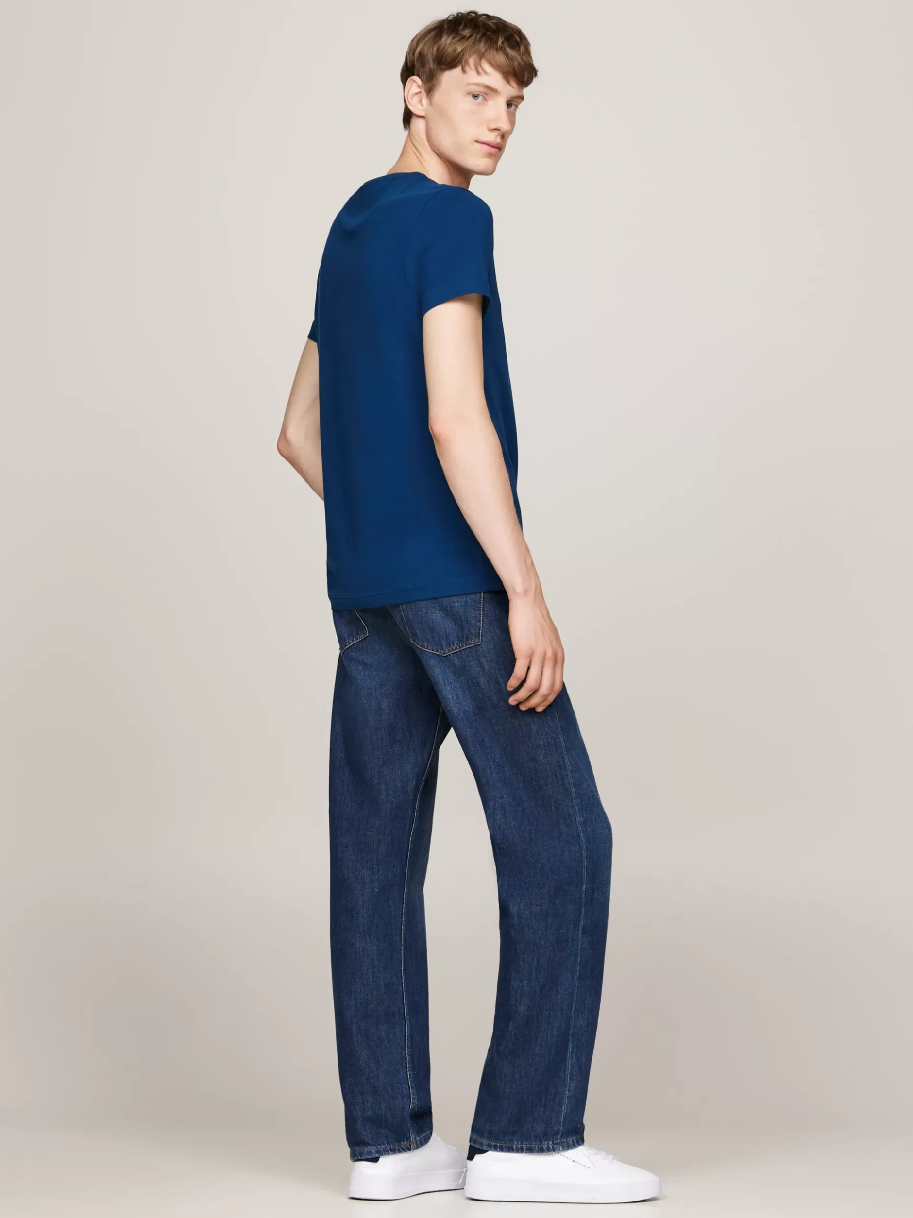 T-Shirty*Tommy Hilfiger Elastyczny T-shirt O Bardzo Wąskim Kroju DEEP INDIGO