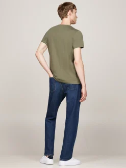 T-Shirty*Tommy Hilfiger Elastyczny T-shirt O Bardzo Wąskim Kroju BATTLE GREEN