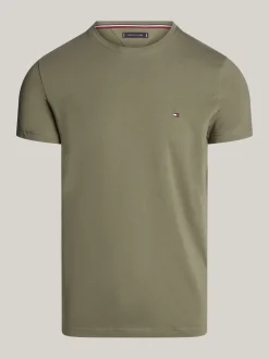 T-Shirty*Tommy Hilfiger Elastyczny T-shirt O Bardzo Wąskim Kroju BATTLE GREEN