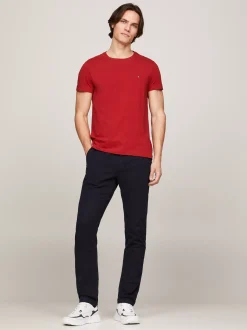 T-Shirty*Tommy Hilfiger Elastyczny T-shirt O Bardzo Wąskim Kroju DARK MAGMA