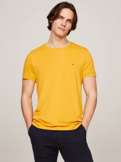 T-Shirty*Tommy Hilfiger Elastyczny T-shirt O Bardzo Wąskim Kroju CITY YELLOW