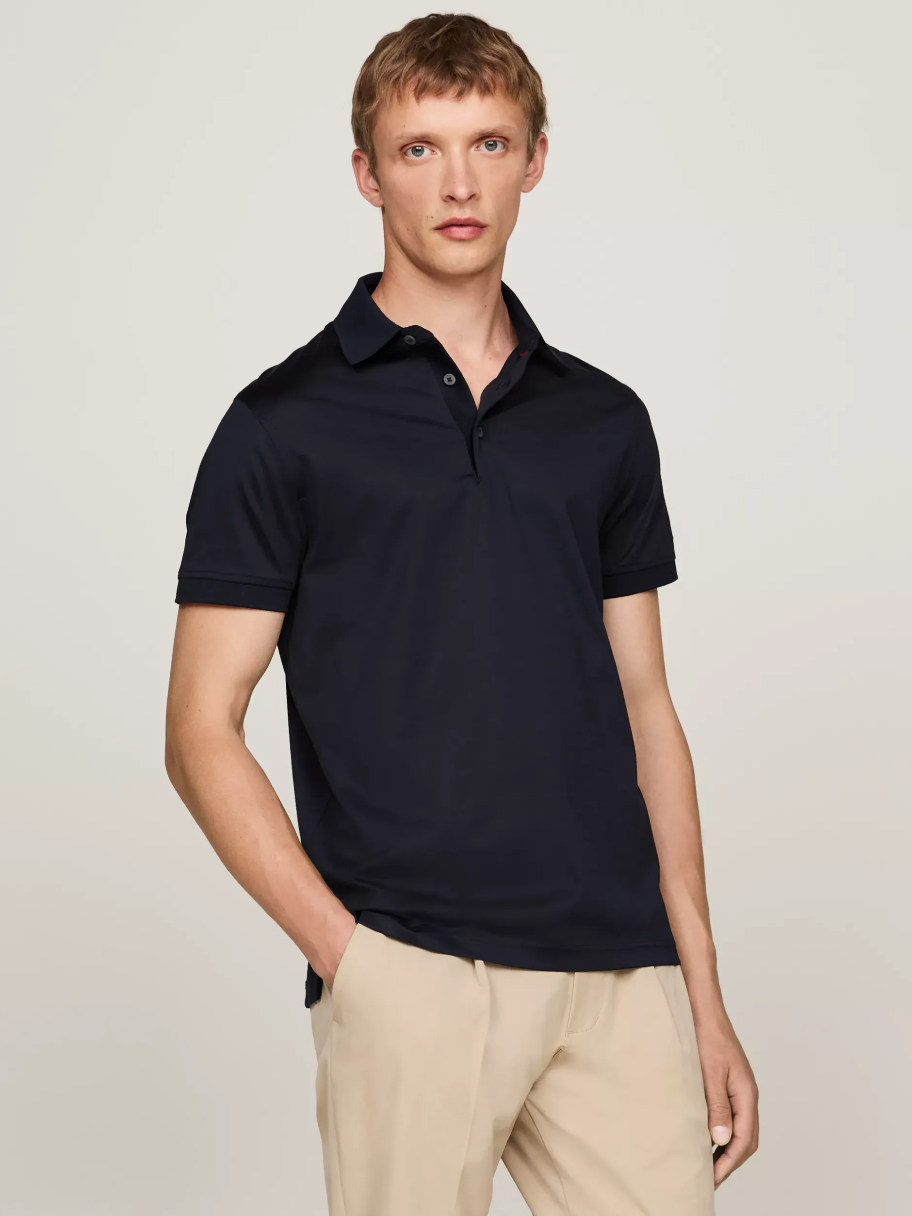 Koszulki Polo*Tommy Hilfiger Elegancka Koszulka Polo O Wąskim Kroju DESERT SKY