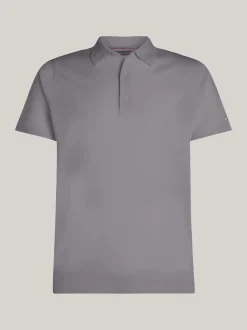 Swetry|Dzianina*Tommy Hilfiger Elegancka Koszulka Polo Z Czystej Wełny MEDIUM GREY HEATHER