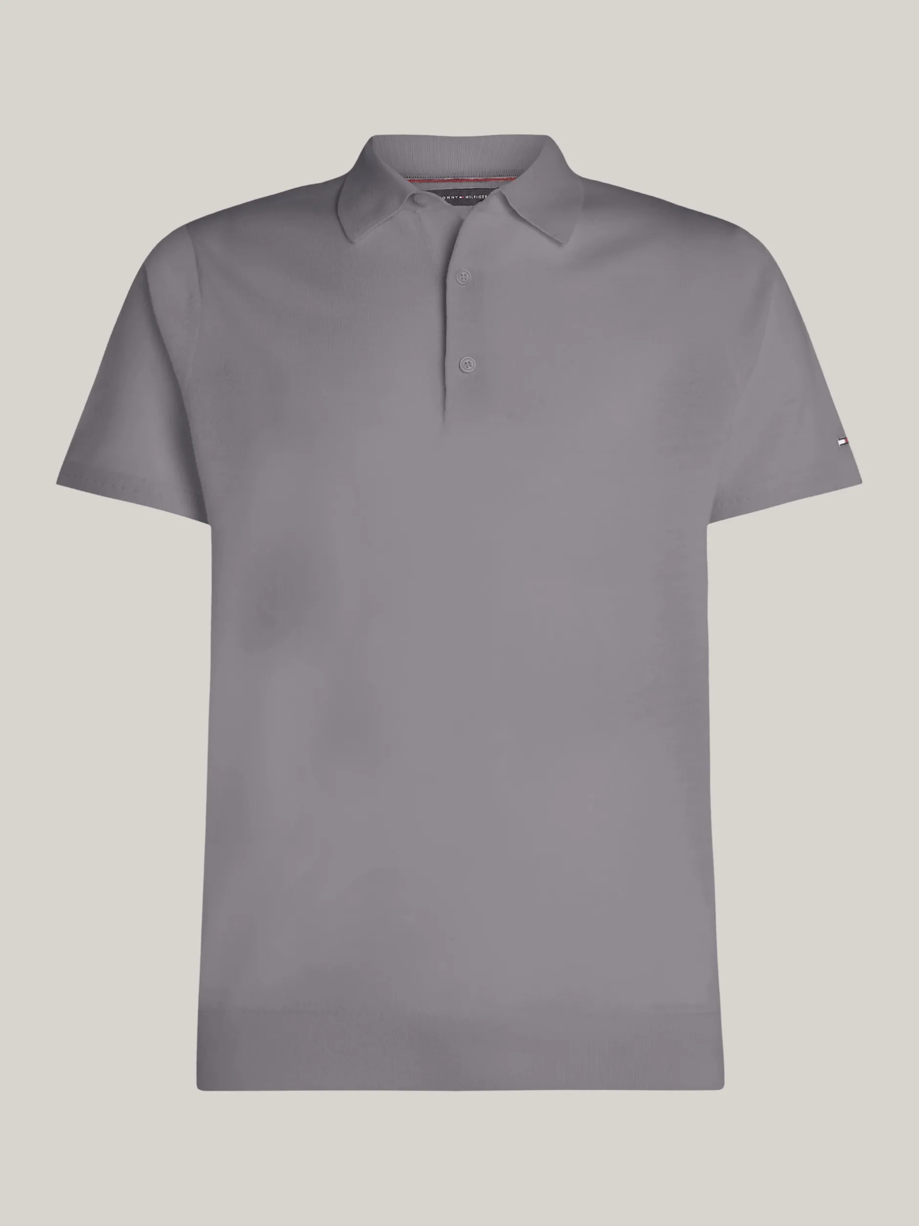 Swetry|Dzianina*Tommy Hilfiger Elegancka Koszulka Polo Z Czystej Wełny MEDIUM GREY HEATHER