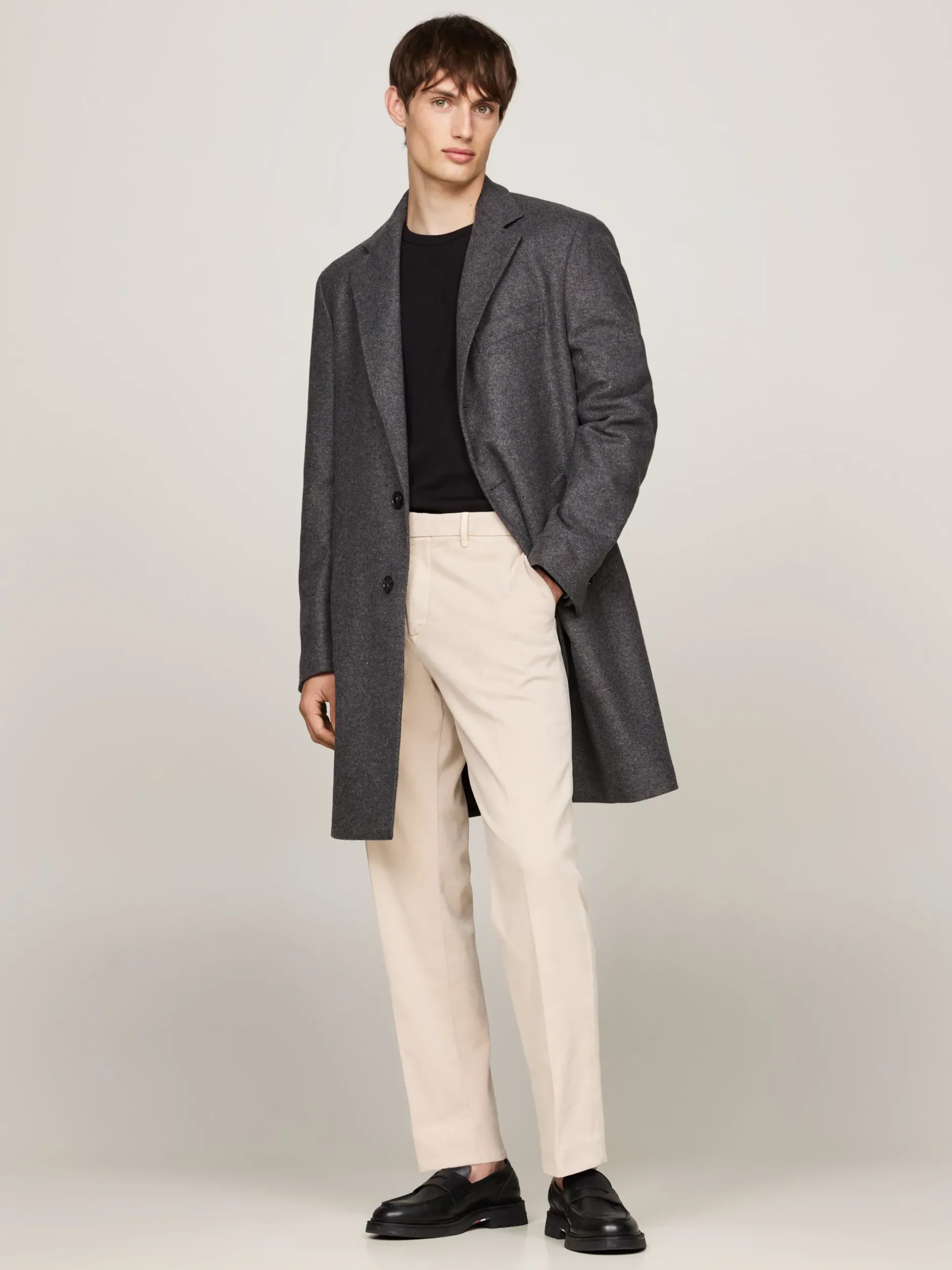 Garnitury I Kostiumy|Kurtki & Płaszcze*Tommy Hilfiger Elegancki Płaszcz Jednorzędowy GREY
