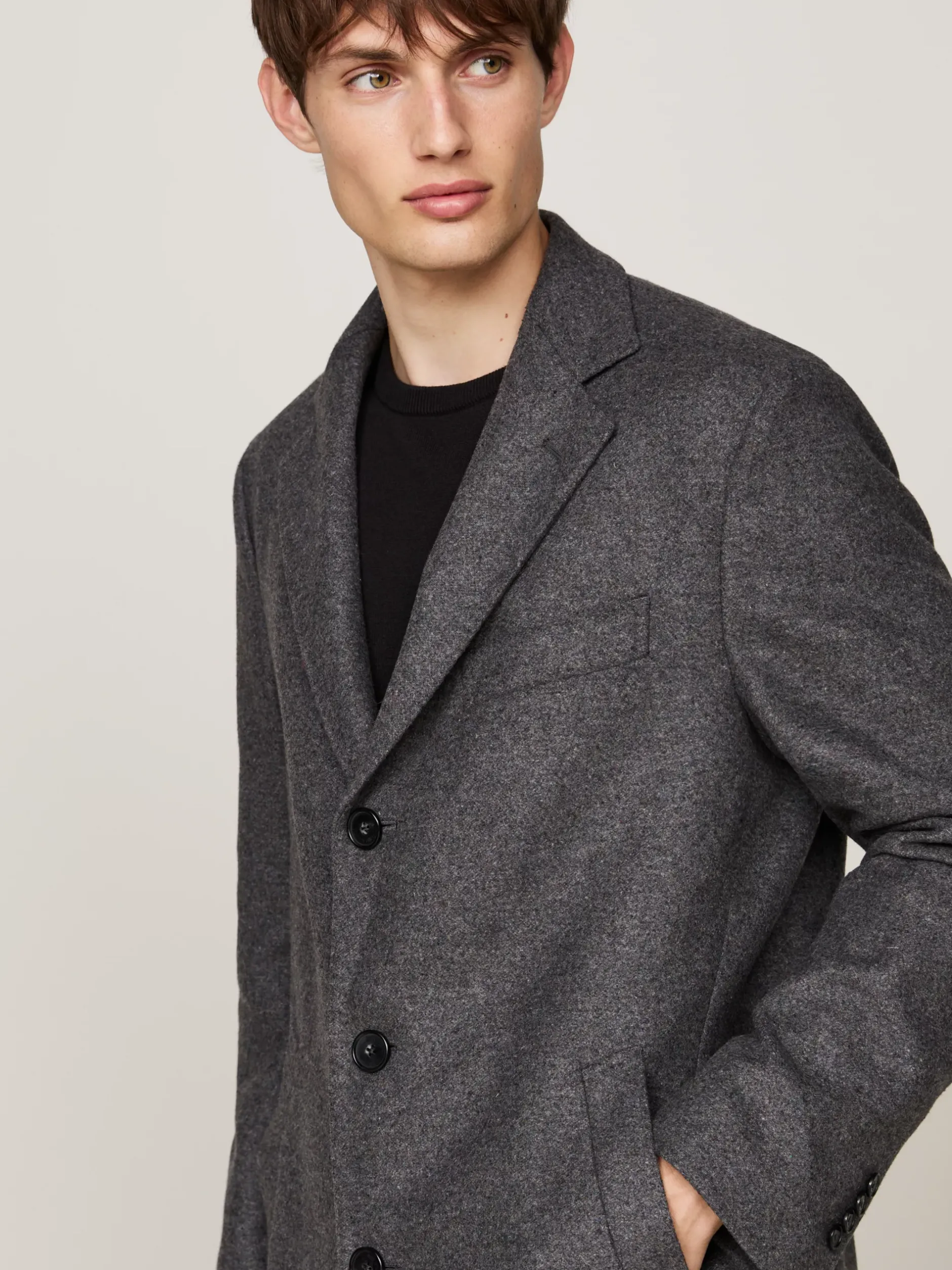 Garnitury I Kostiumy|Kurtki & Płaszcze*Tommy Hilfiger Elegancki Płaszcz Jednorzędowy GREY