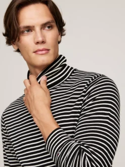 Swetry Z Golfem|Swetry*Tommy Hilfiger Elegancki Sweter Z Golfem BLACK/ IVORY