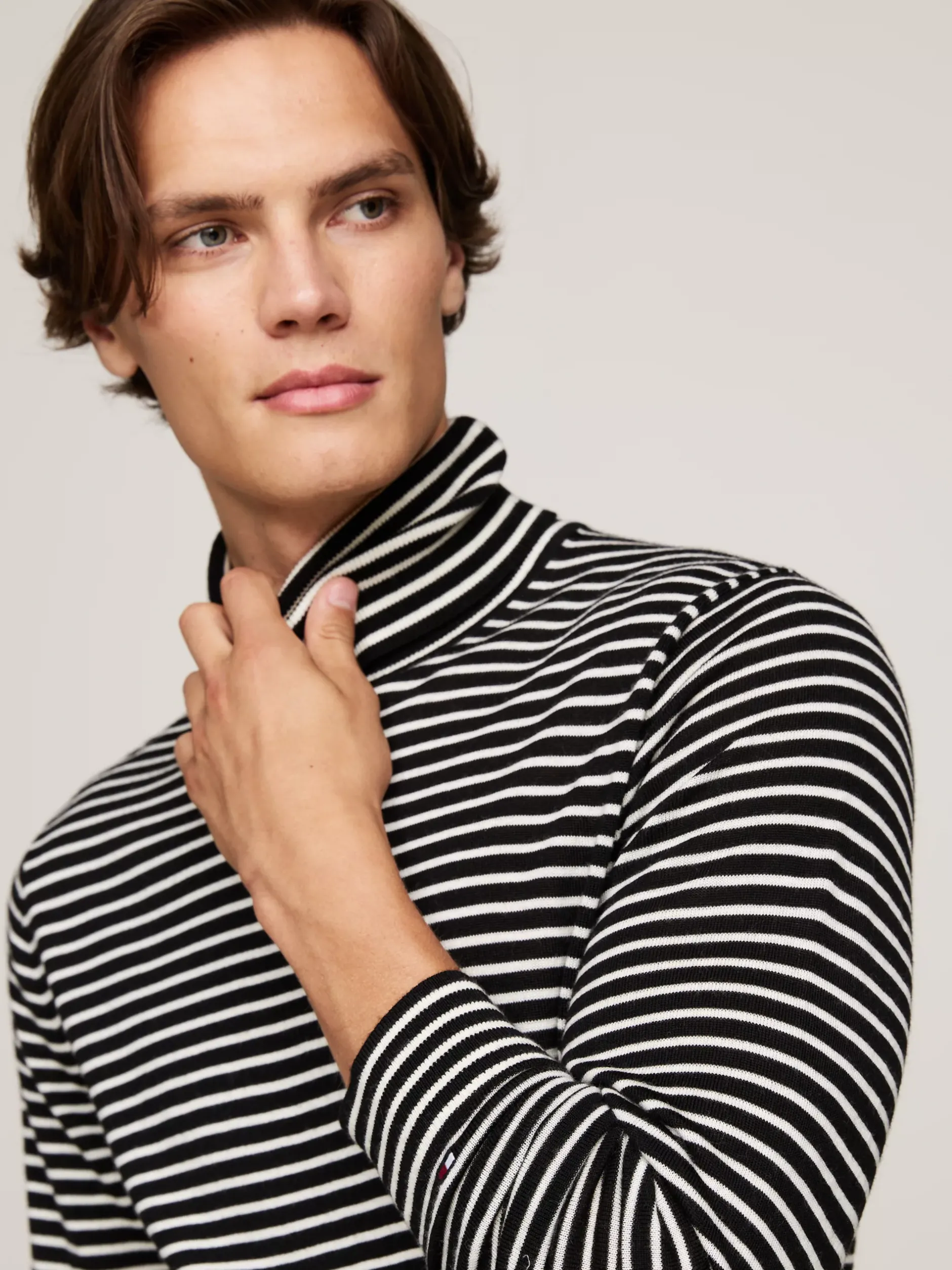 Swetry Z Golfem|Swetry*Tommy Hilfiger Elegancki Sweter Z Golfem BLACK/ IVORY