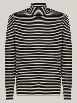 Swetry Z Golfem|Swetry*Tommy Hilfiger Elegancki Sweter Z Golfem BLACK/ IVORY