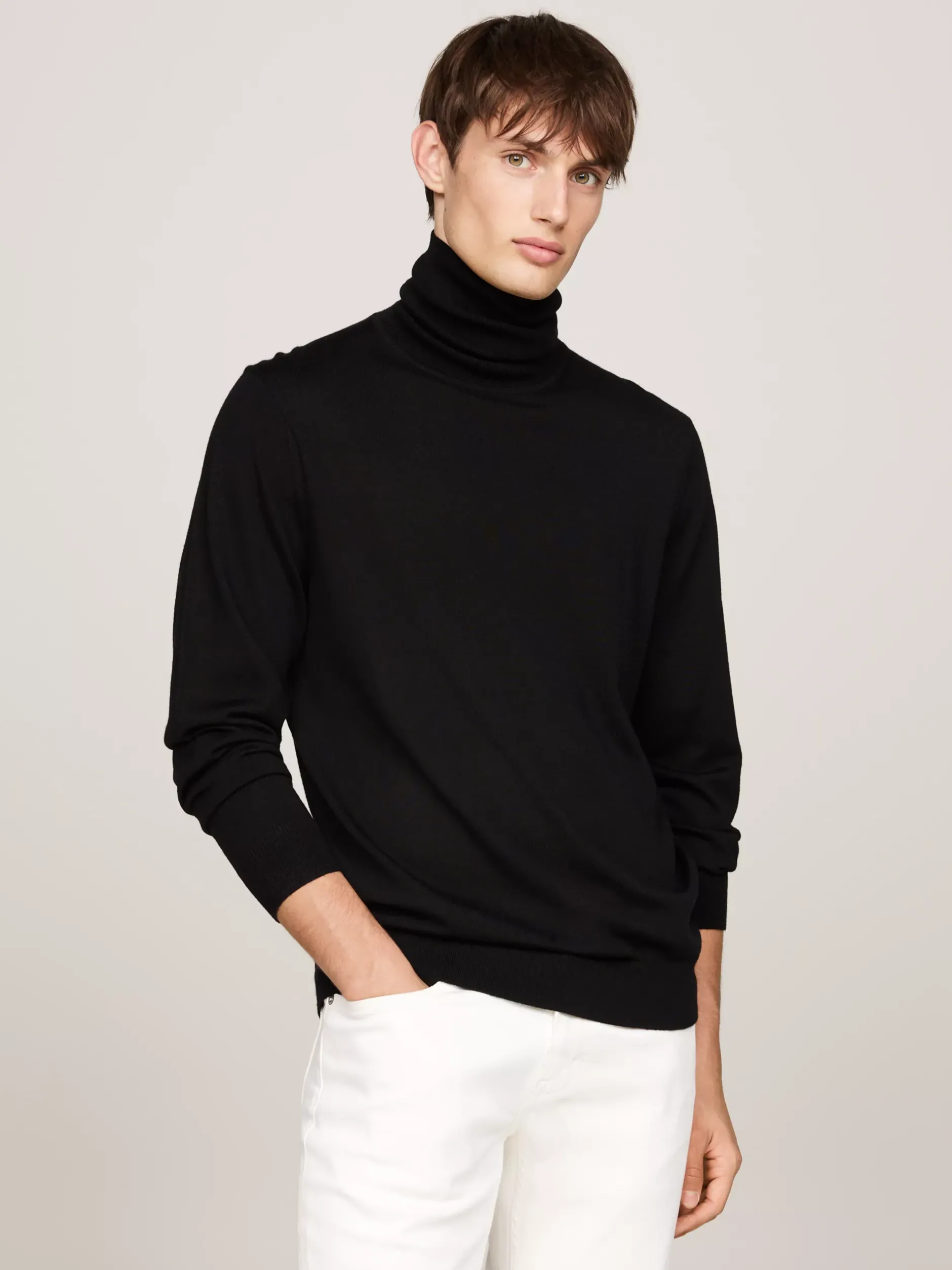 Swetry Z Golfem|Swetry*Tommy Hilfiger Elegancki Sweter Z Golfem BLACK