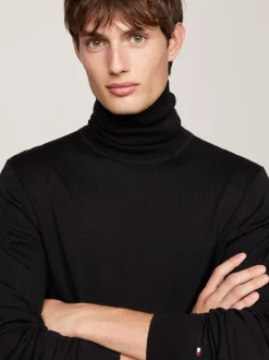 Swetry Z Golfem|Swetry*Tommy Hilfiger Elegancki Sweter Z Golfem BLACK