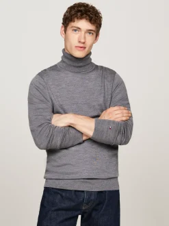 Swetry Z Golfem|Swetry*Tommy Hilfiger Elegancki Sweter Z Golfem MEDIUM GREY HEATHER
