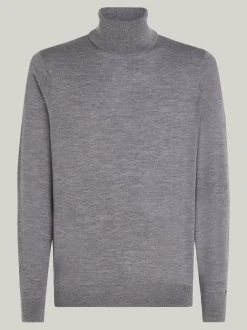 Swetry Z Golfem|Swetry*Tommy Hilfiger Elegancki Sweter Z Golfem MEDIUM GREY HEATHER