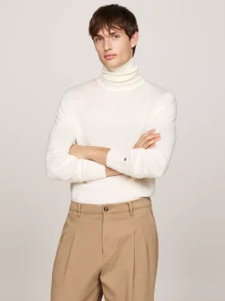 Swetry Z Golfem|Swetry*Tommy Hilfiger Elegancki Sweter Z Golfem IVORY