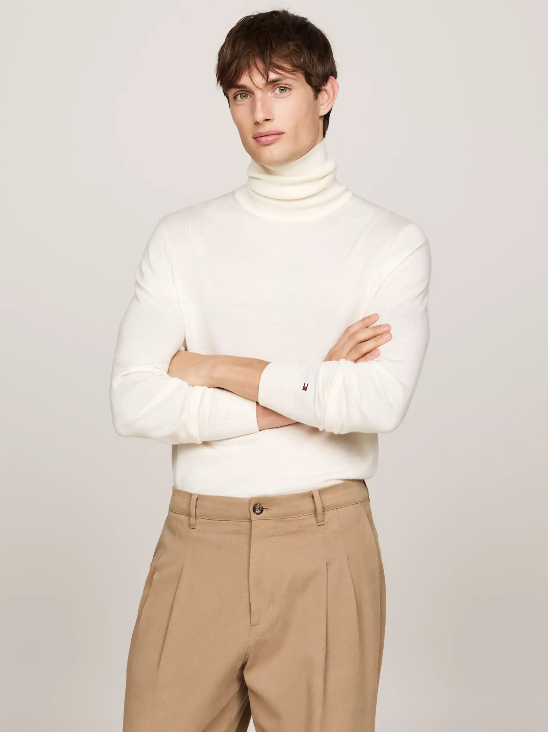 Swetry Z Golfem|Swetry*Tommy Hilfiger Elegancki Sweter Z Golfem IVORY