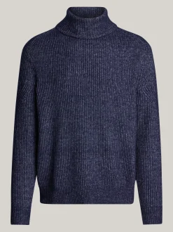Swetry Z Golfem|Swetry*Tommy Hilfiger Elegancki Sweter Z Mieszanki Wełny DESERT SKY MOULINE
