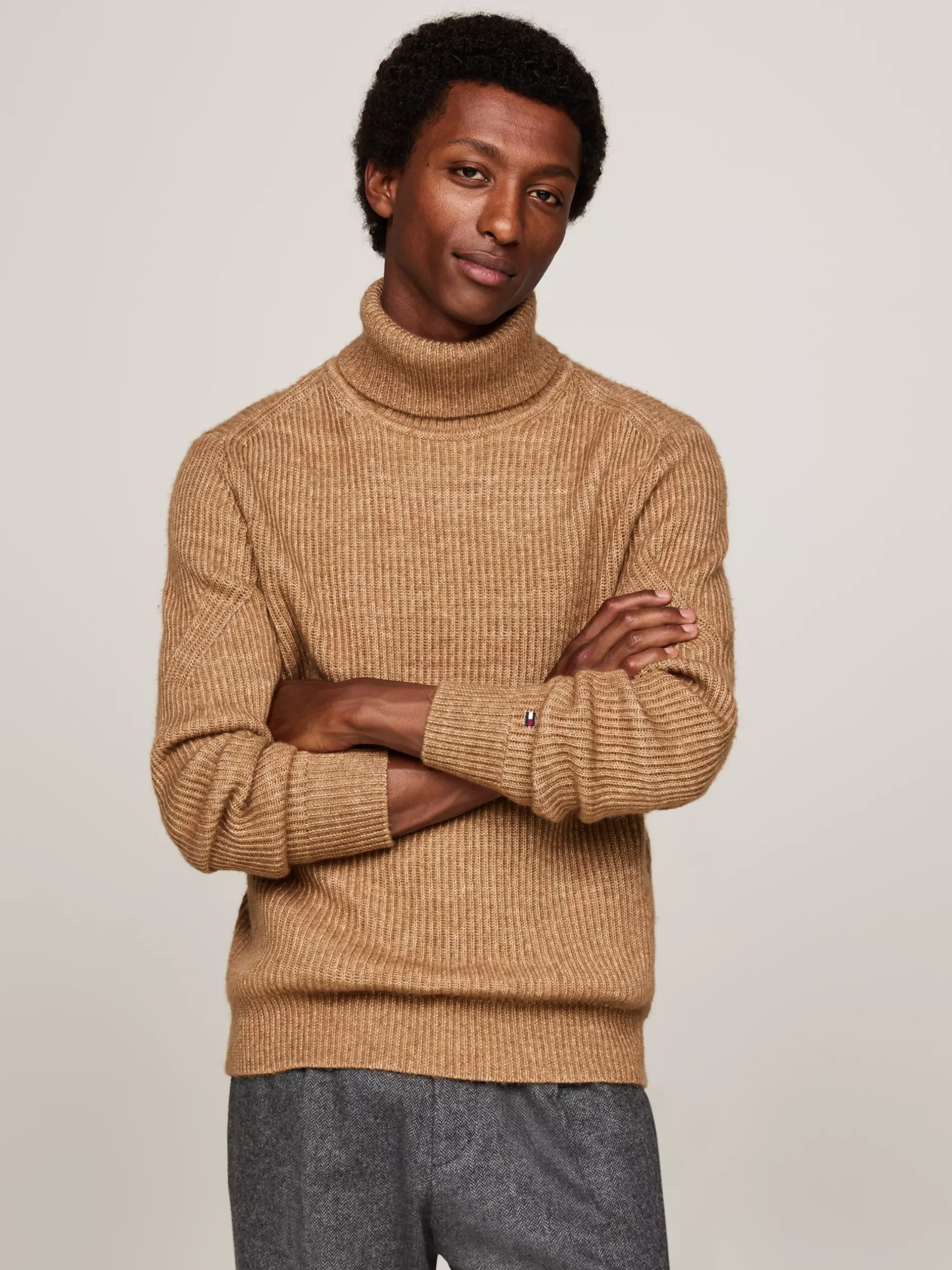 Swetry Z Golfem|Swetry*Tommy Hilfiger Elegancki Sweter Z Mieszanki Wełny IVORY MOULINE