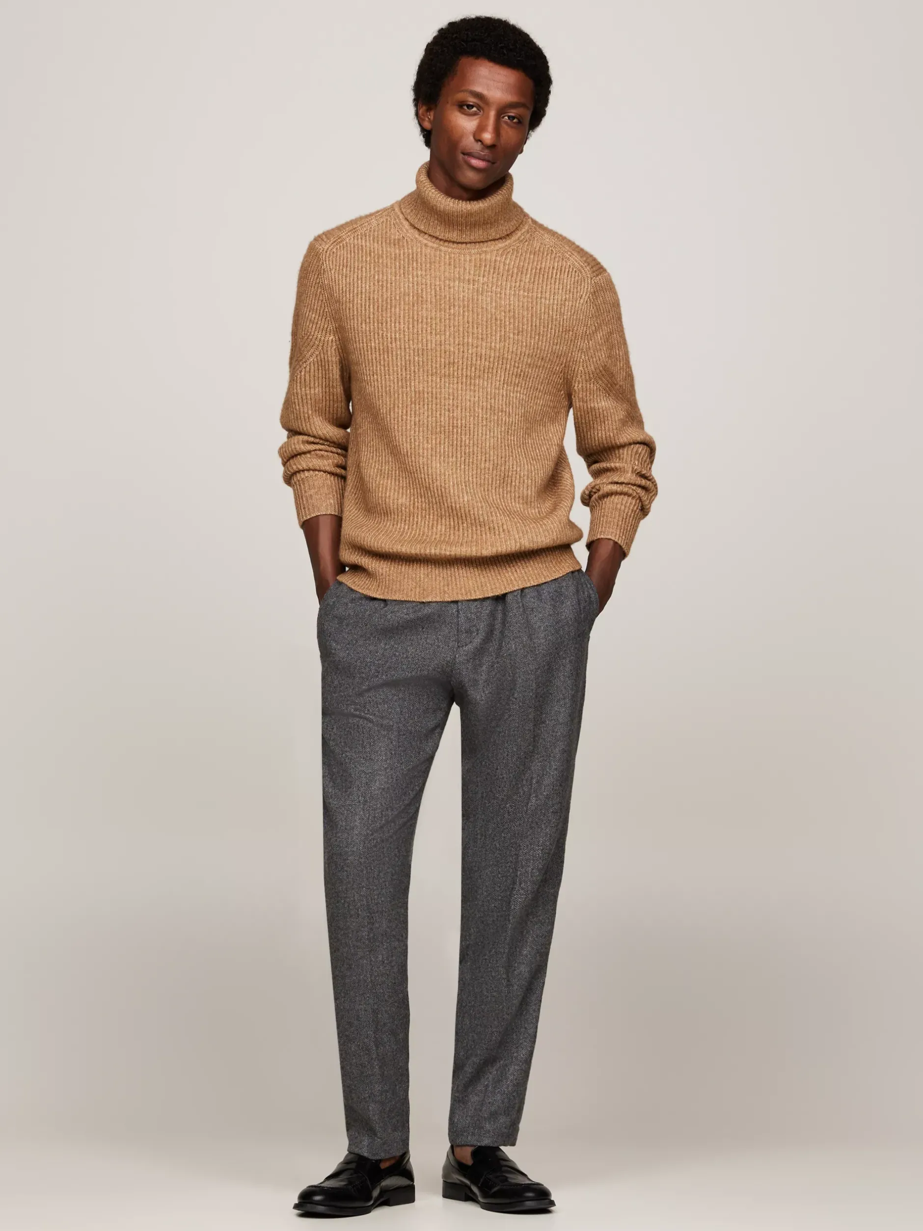 Swetry Z Golfem|Swetry*Tommy Hilfiger Elegancki Sweter Z Mieszanki Wełny IVORY MOULINE