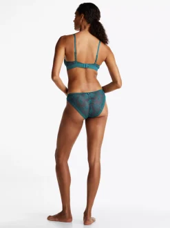 Figi|Bielizna*Tommy Hilfiger Figi Z Koronkową Wstawką I Logo Na Pasku MIDNIGHT TURQUOISE