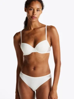 Figi|Bielizna*Tommy Hilfiger Figi Z Koronkową Wstawką I Logo Na Pasku IVORY