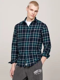 Koszule*Tommy Hilfiger Flanelowa Koszula W Kratę O Luźnym Kroju DEEP SEAWATER CHECK
