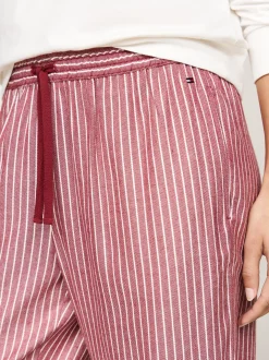 Piżamy & Odziez Nocna*Tommy Hilfiger Flanelowa Piżama I Kapcie TH Original IVORY/PINSTRIPE ROUGE