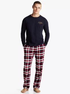 Piżamy*Tommy Hilfiger Flanelowe Spodnie Od Piżamy TH Original HERITAGE CHECK MIDI ROUGE